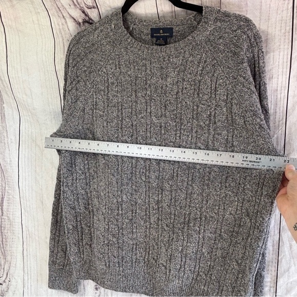 Brooks Brothers Gray Cable Knit Wool Sweater Medium - Picture 5 of 6